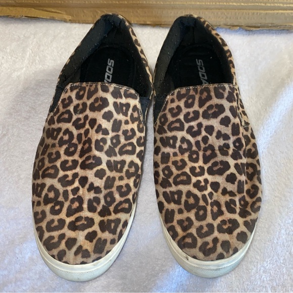 Soda Shoes - Soda Cheetah Leopard Print Slip On Shoes Sneakers Boat Women 8.5 Relax Casual